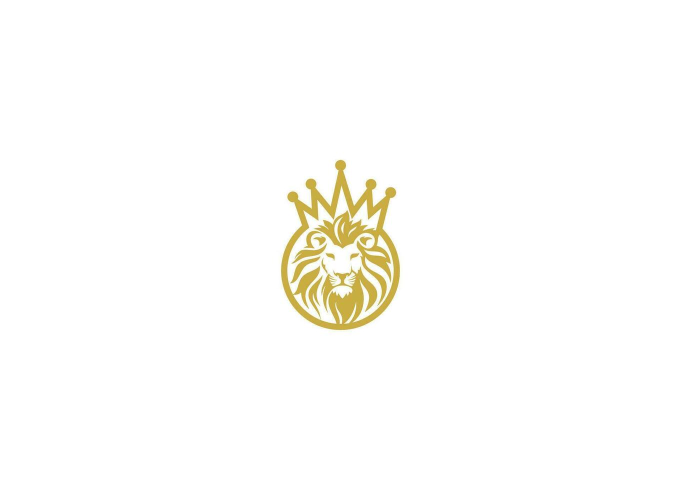 Leone testa corona logo design con creativo moderno vettore icona modello