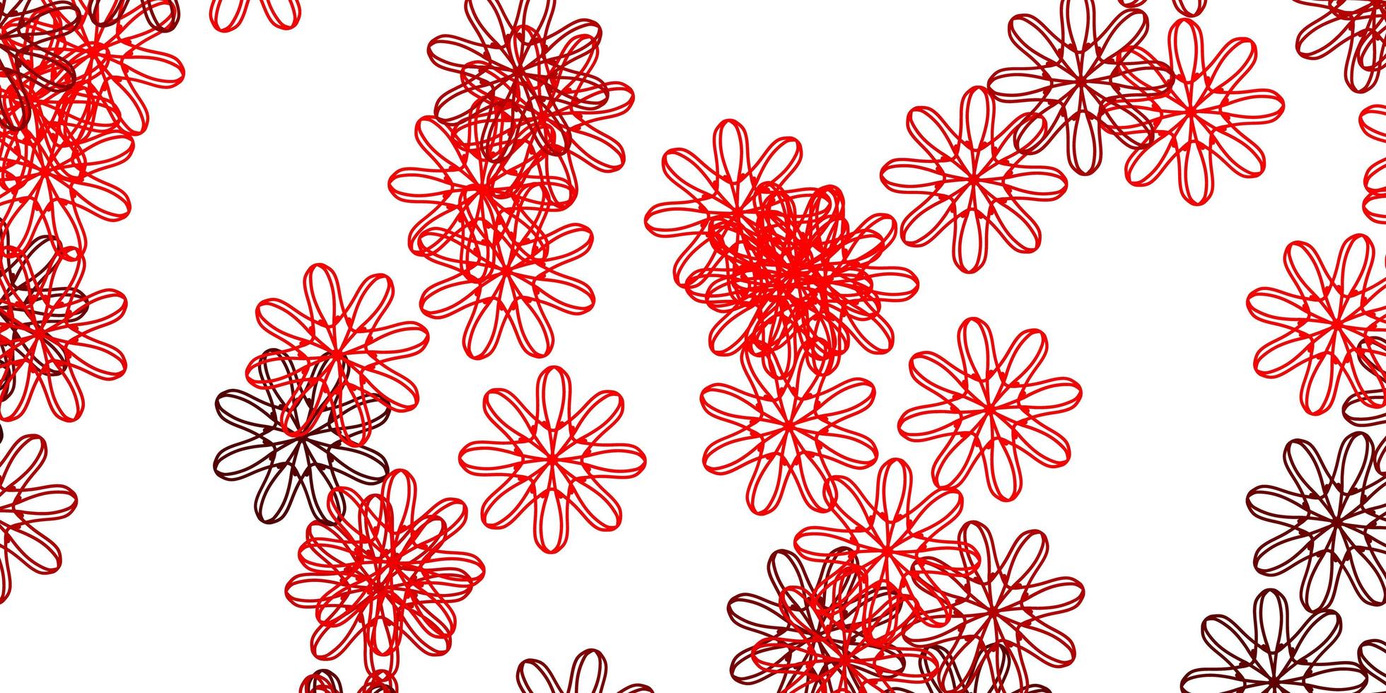 modello di doodle vettoriale rosso chiaro con fiori.