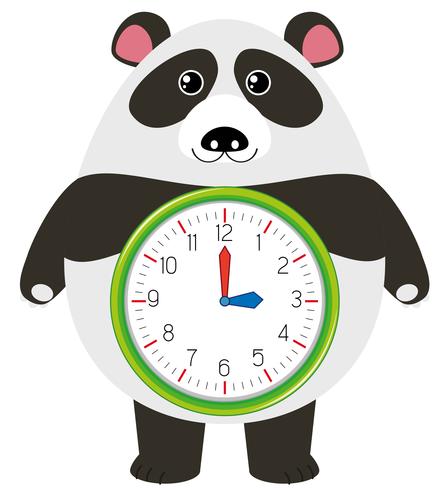 Un carattere di orologio panda vettore