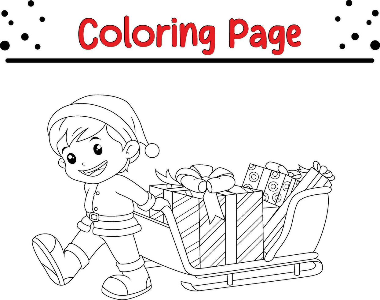 carino Natale colorazione pagina per bambini. contento inverno Natale tema colorazione libro. vettore
