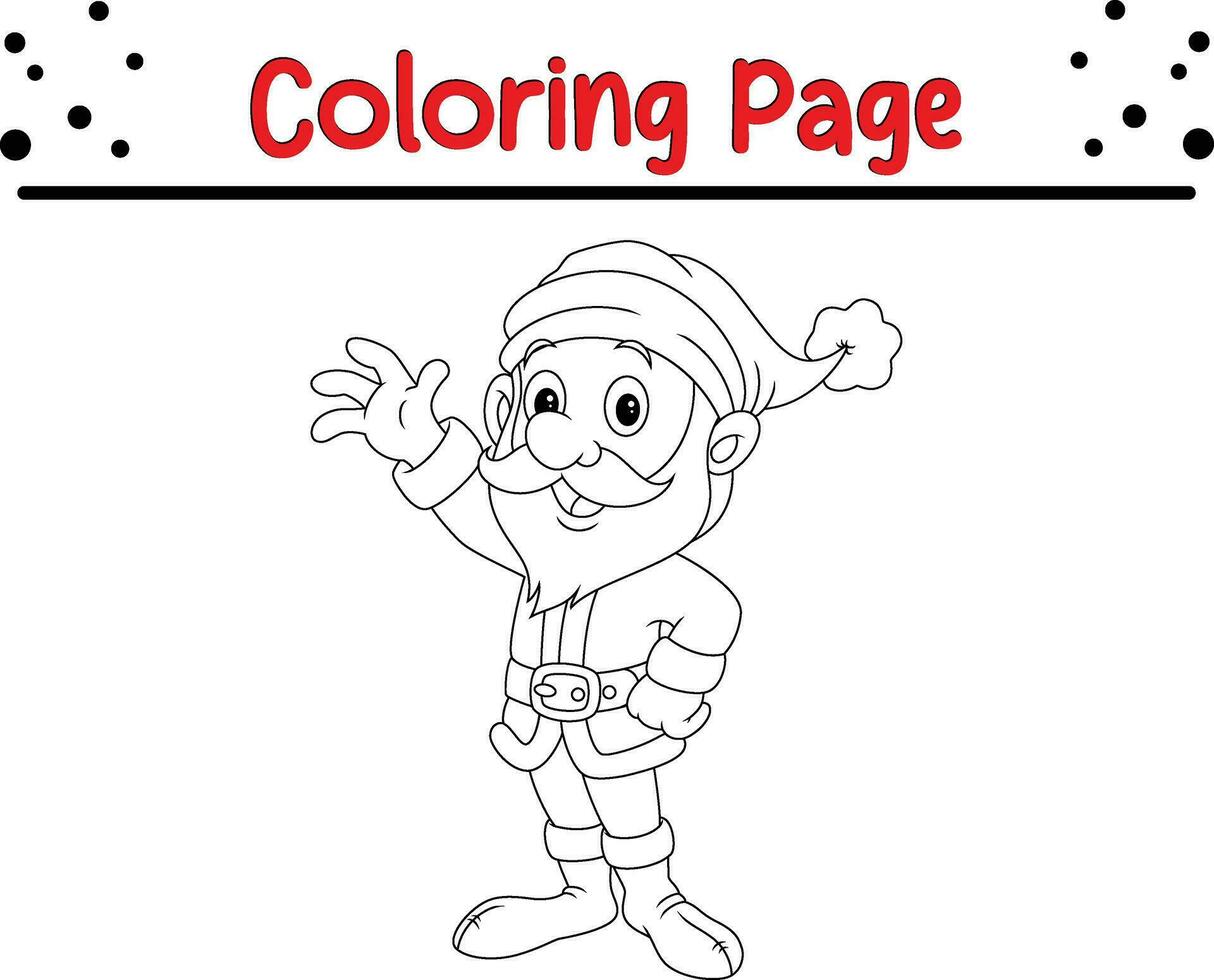 contento Santa Claus Natale colorazione pagina per bambini. contento inverno Natale tema colorazione libro. vettore