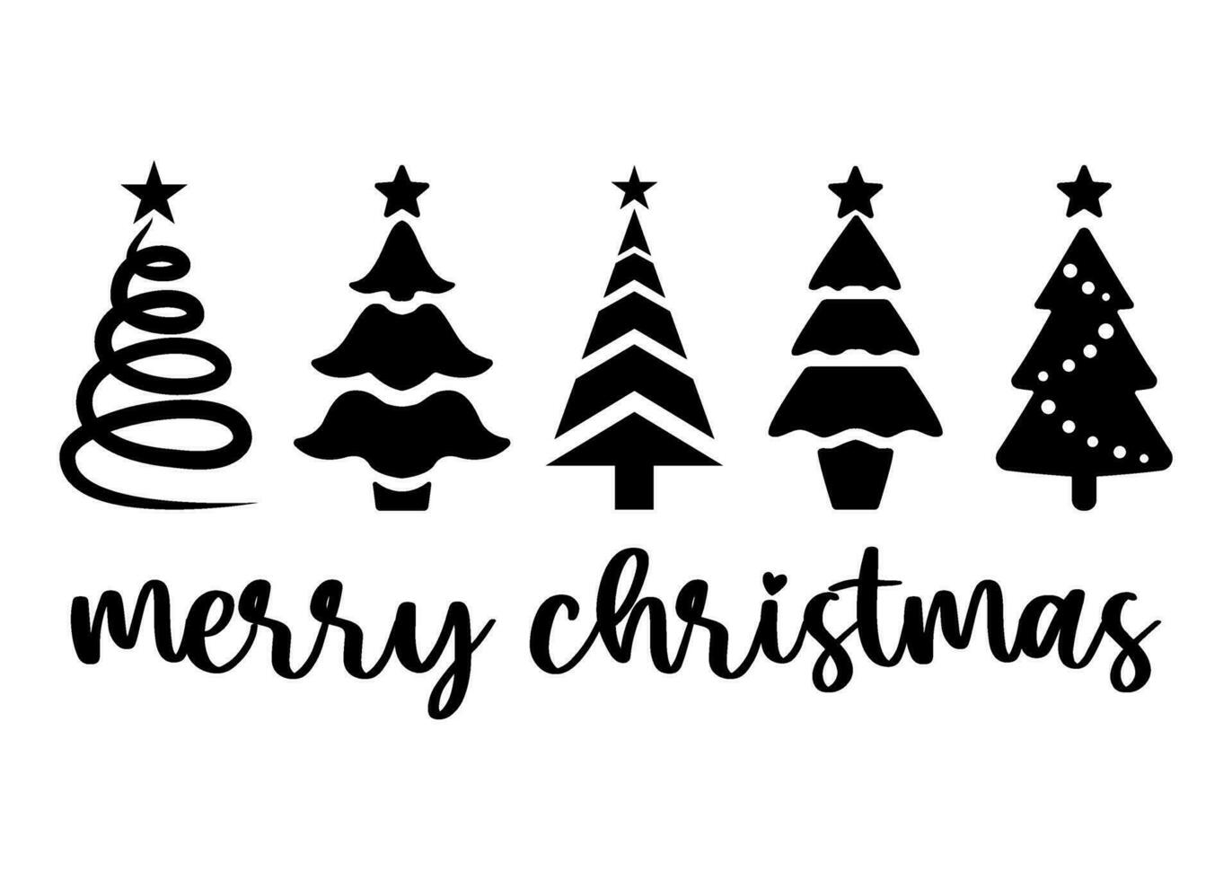 Natale albero collezione minimalista forme silhouette vettore arte illustrazione