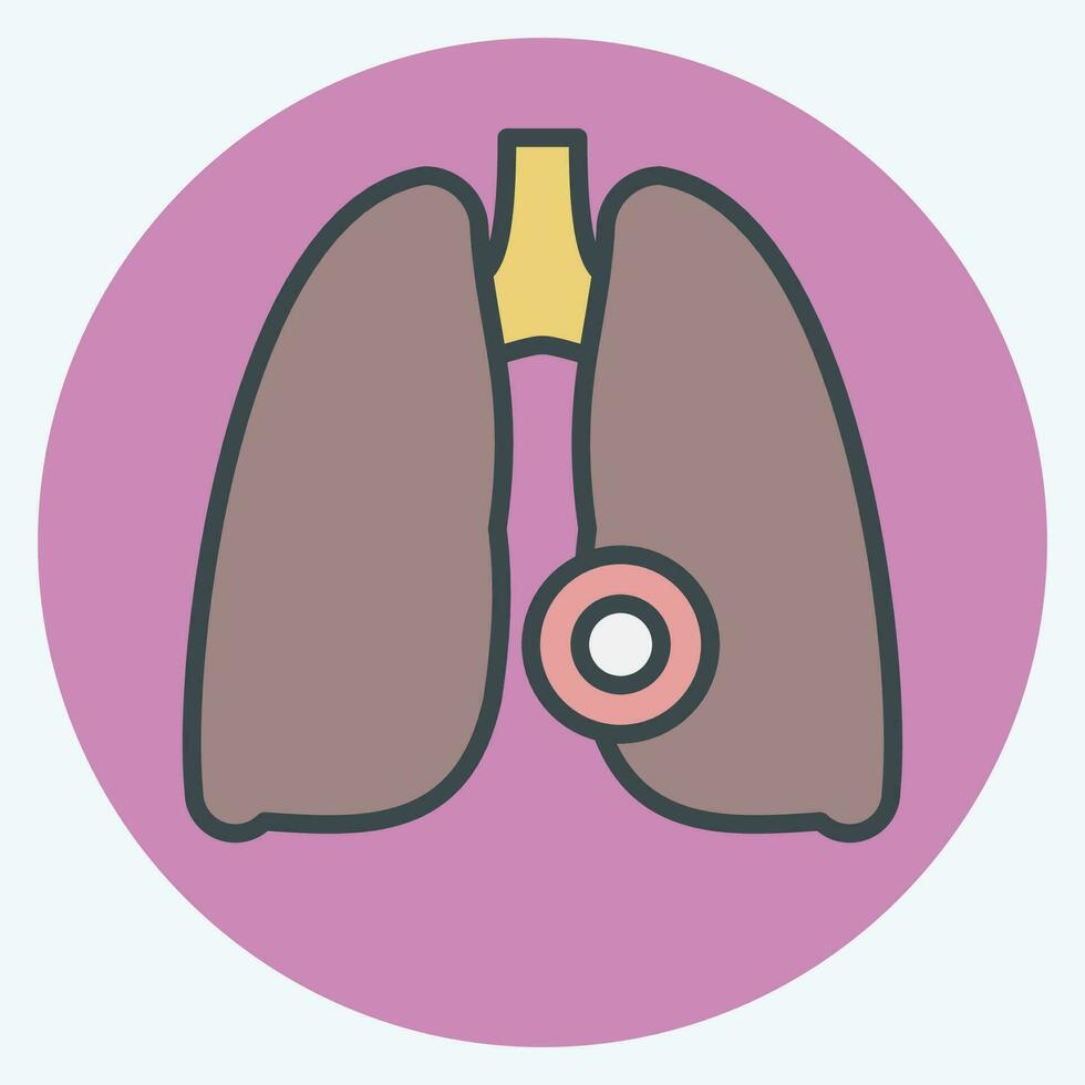 icona polmone patologia. relazionato per corpo dolore simbolo. colore compagno stile. semplice design modificabile. semplice illustrazione vettore