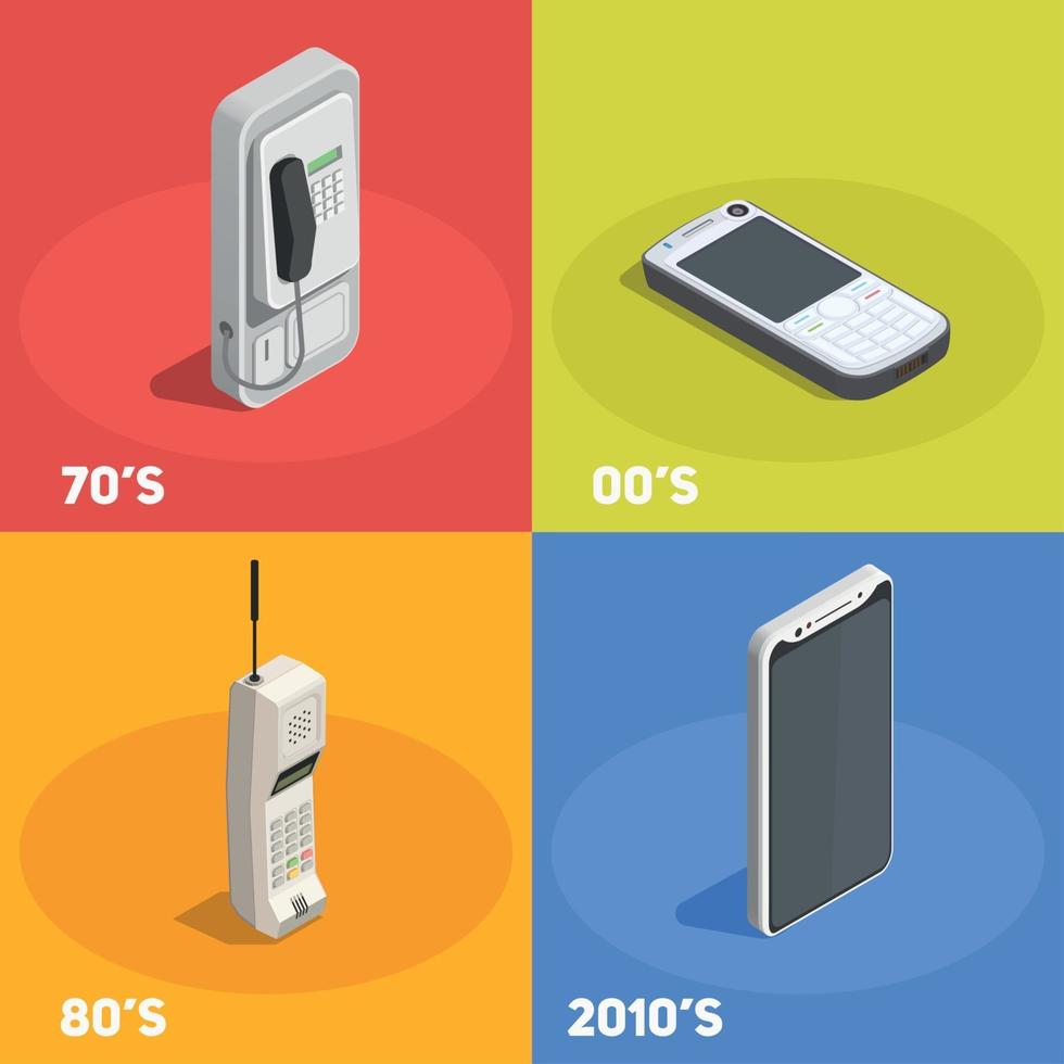 dispositivi retrò 2x2 concetto di design illustrazione vettoriale