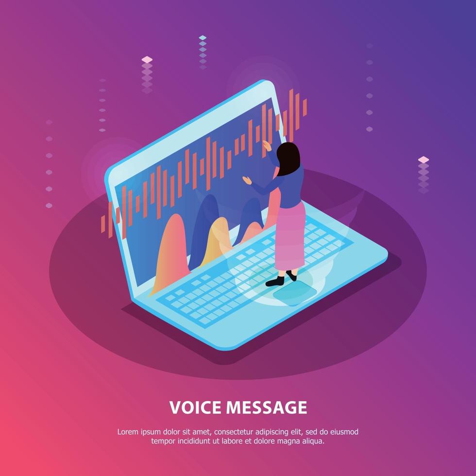 messaggio vocale composizione piatta illustrazione vettoriale voice