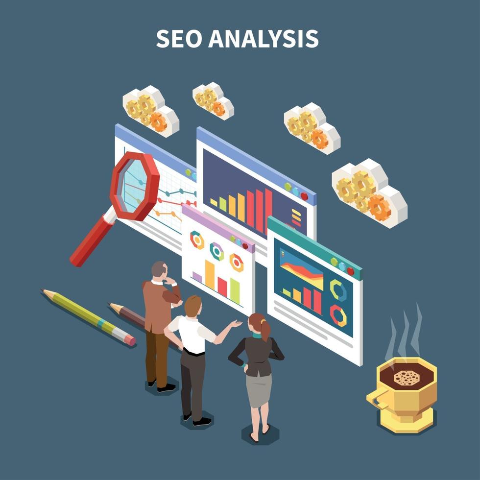 illustrazione vettoriale di composizione seo web isometrica