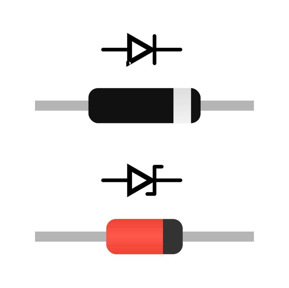 diodo e zener diodo icona su bianca sfondo - piatto vettore illustrazione