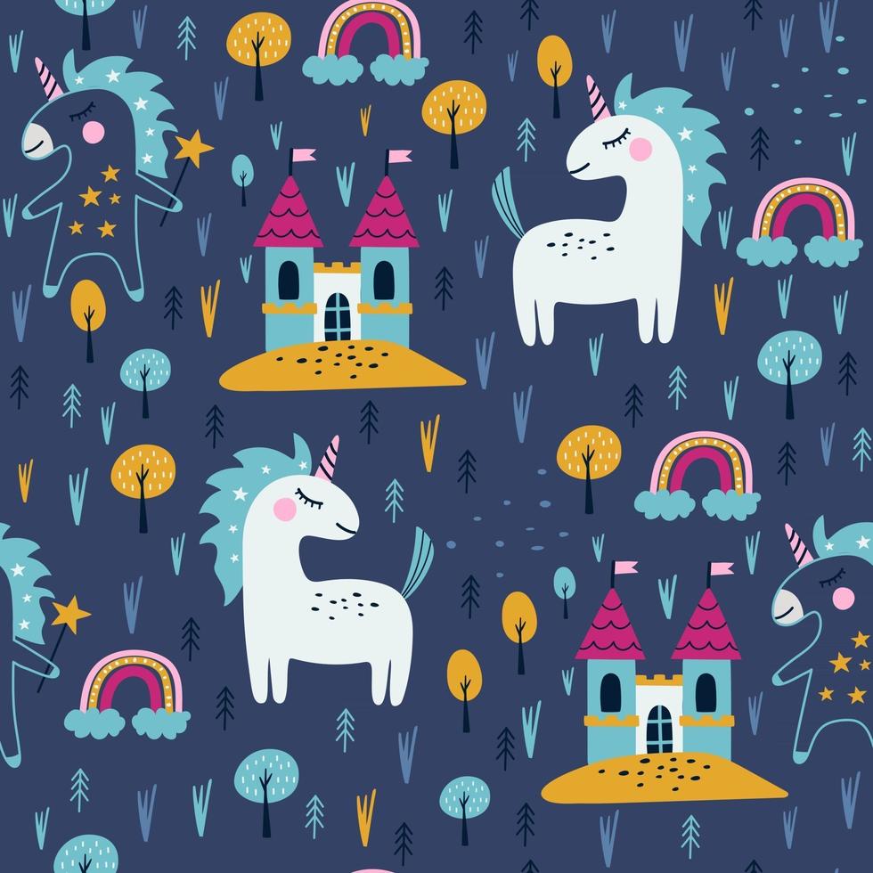 modello senza soluzione di continuità con caticorn carino. stampa per bambini. vettore