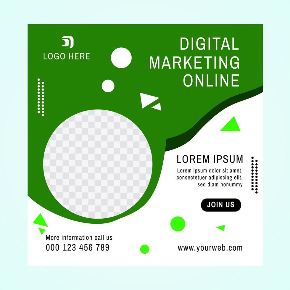 post multimediale astratto verde online per il marketing digitale vettore