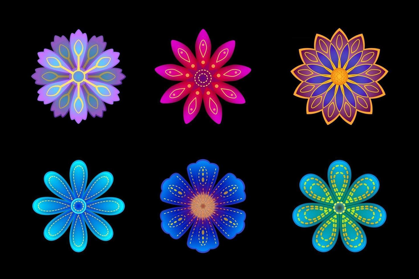 set floreale stilizzato vettoriale, collezione di fiori colorati, fiori per decorazioni vettore