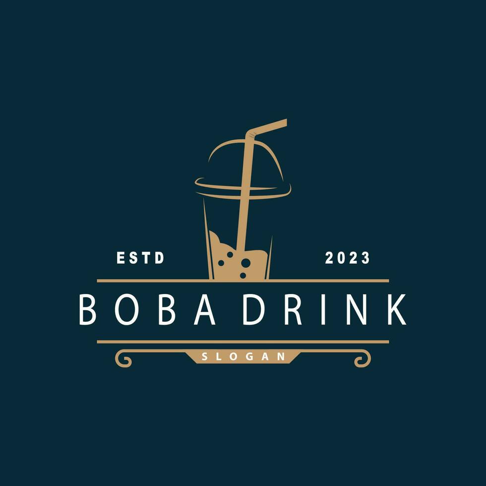 boba bevanda logo, latte tè carino boba perla gelatina bevanda bolla vettore semplice minimalista design