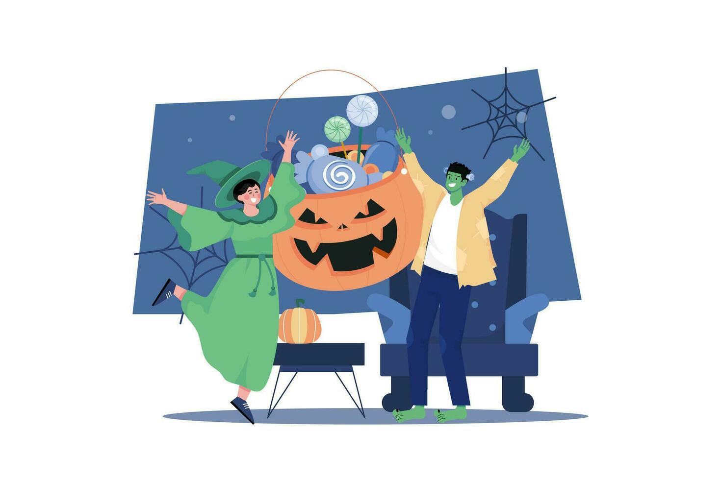 contento Halloween illustrazione concetto su bianca sfondo vettore