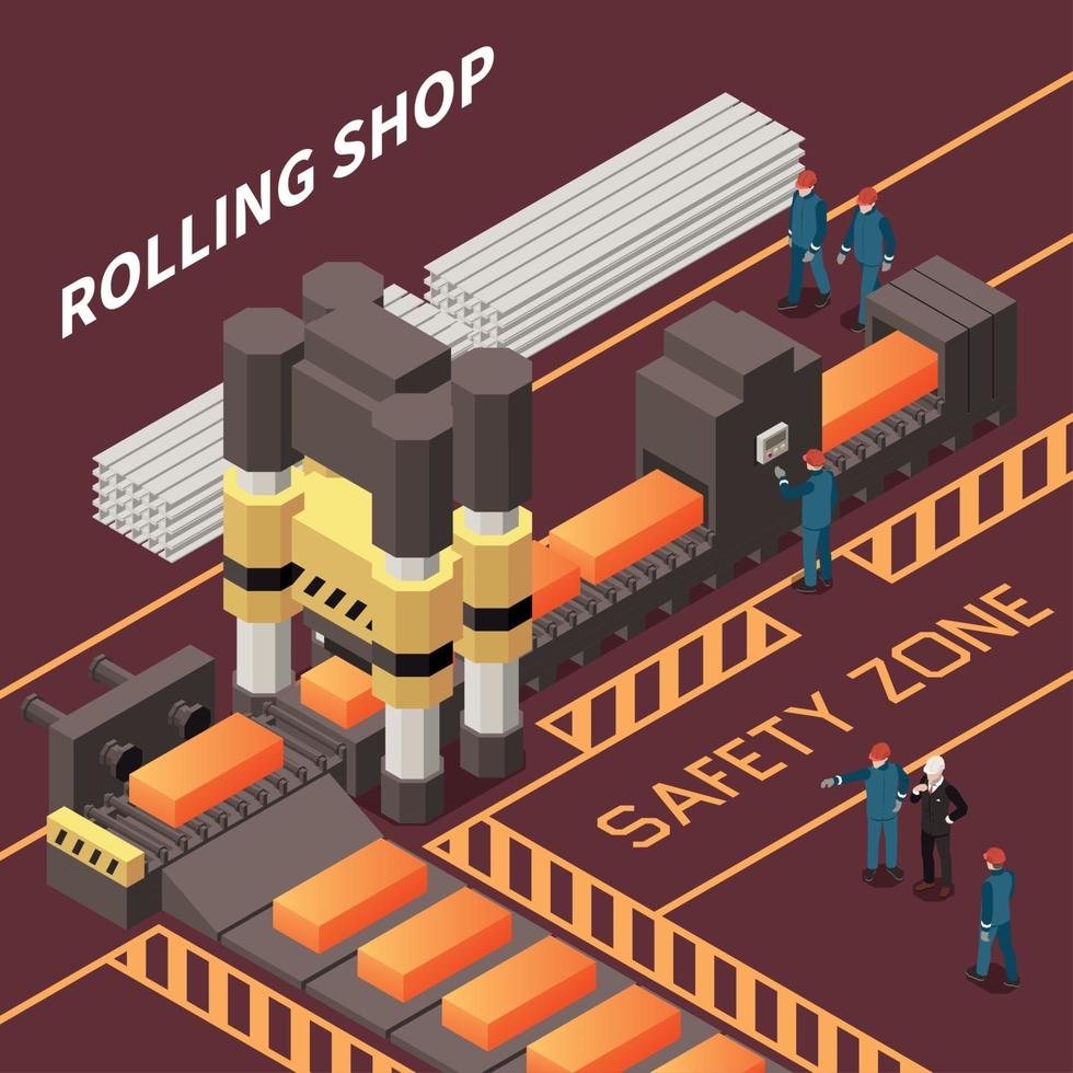 illustrazione vettoriale di composizione isometrica nell'industria metallurgica
