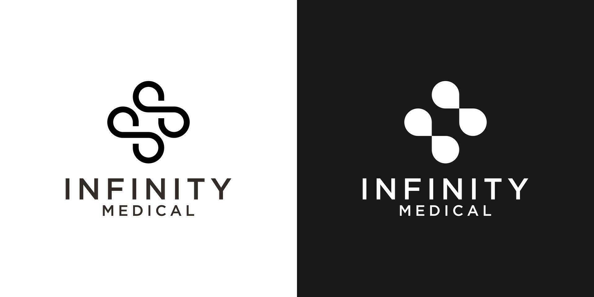 infinito e medico logo design vettore illustrazione