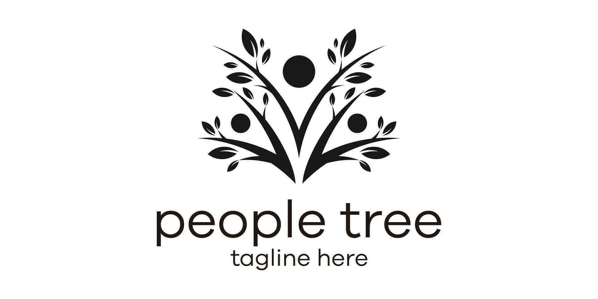 albero e persone logo icona vettore illustrazione