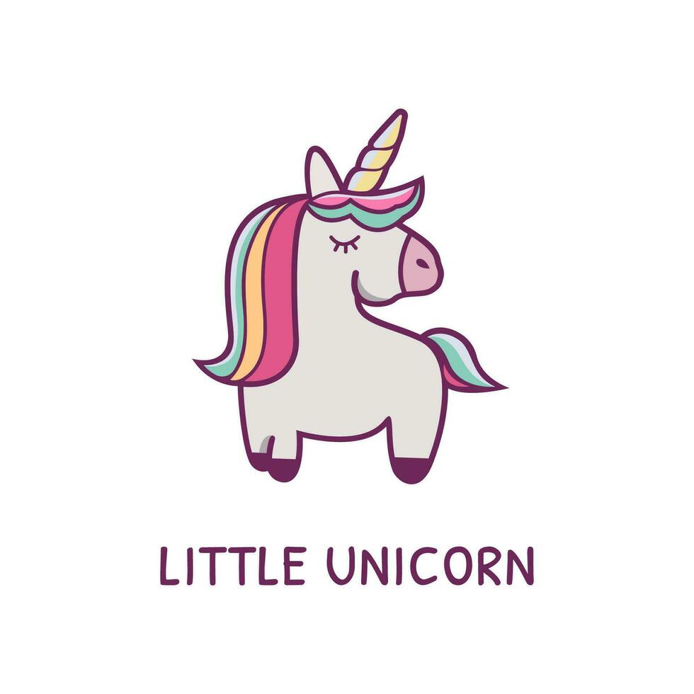 poco unicorno, cavallo lineare logo design. unicorno mitico vivente entità vettore design. animale illustrazione