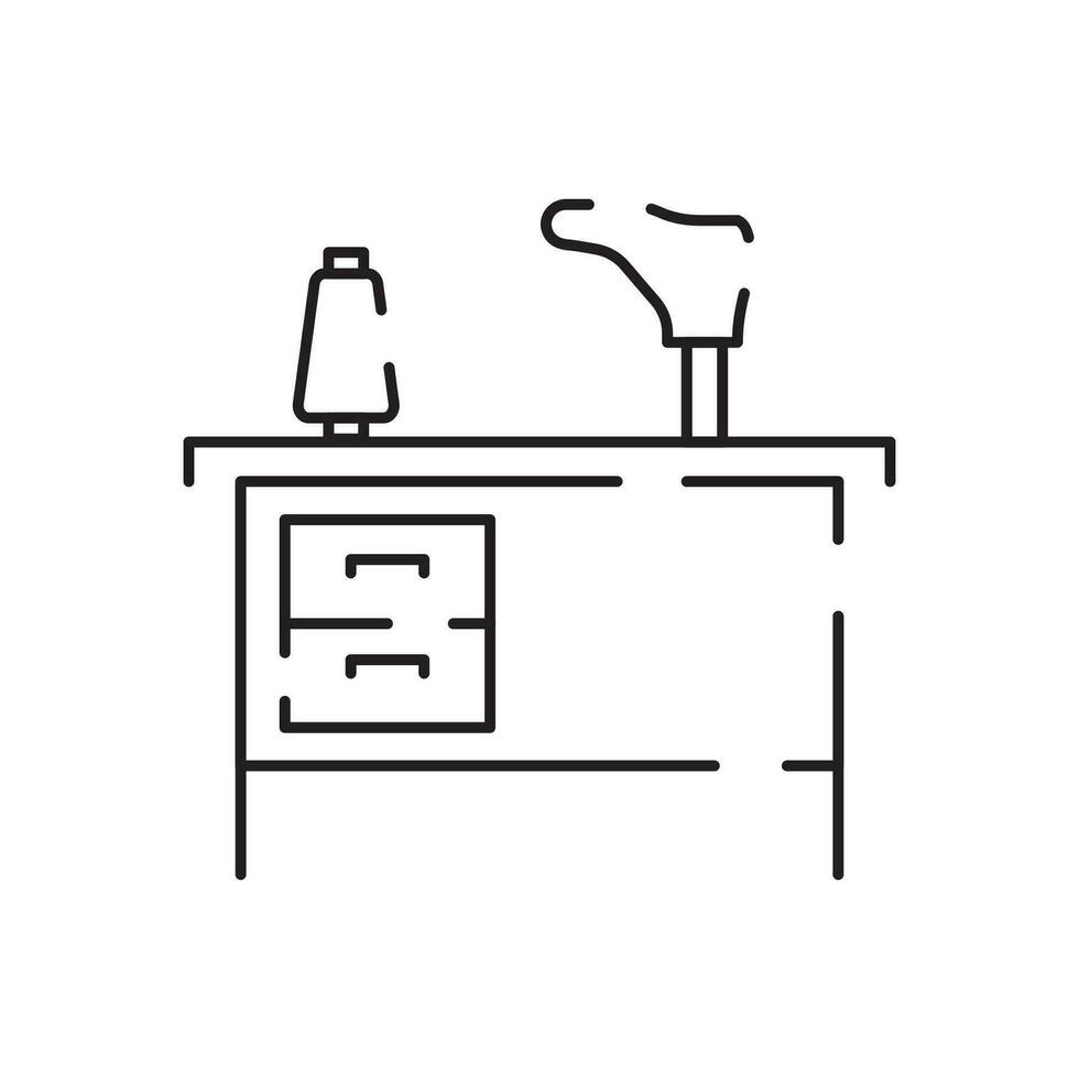 calzolaio linea icona. scarpe su tacchi misurazione di lunghezza, dimensioni e dimensione grafico per cliente nel negozi o I negozi. minimalista vettore nel piatto stile.