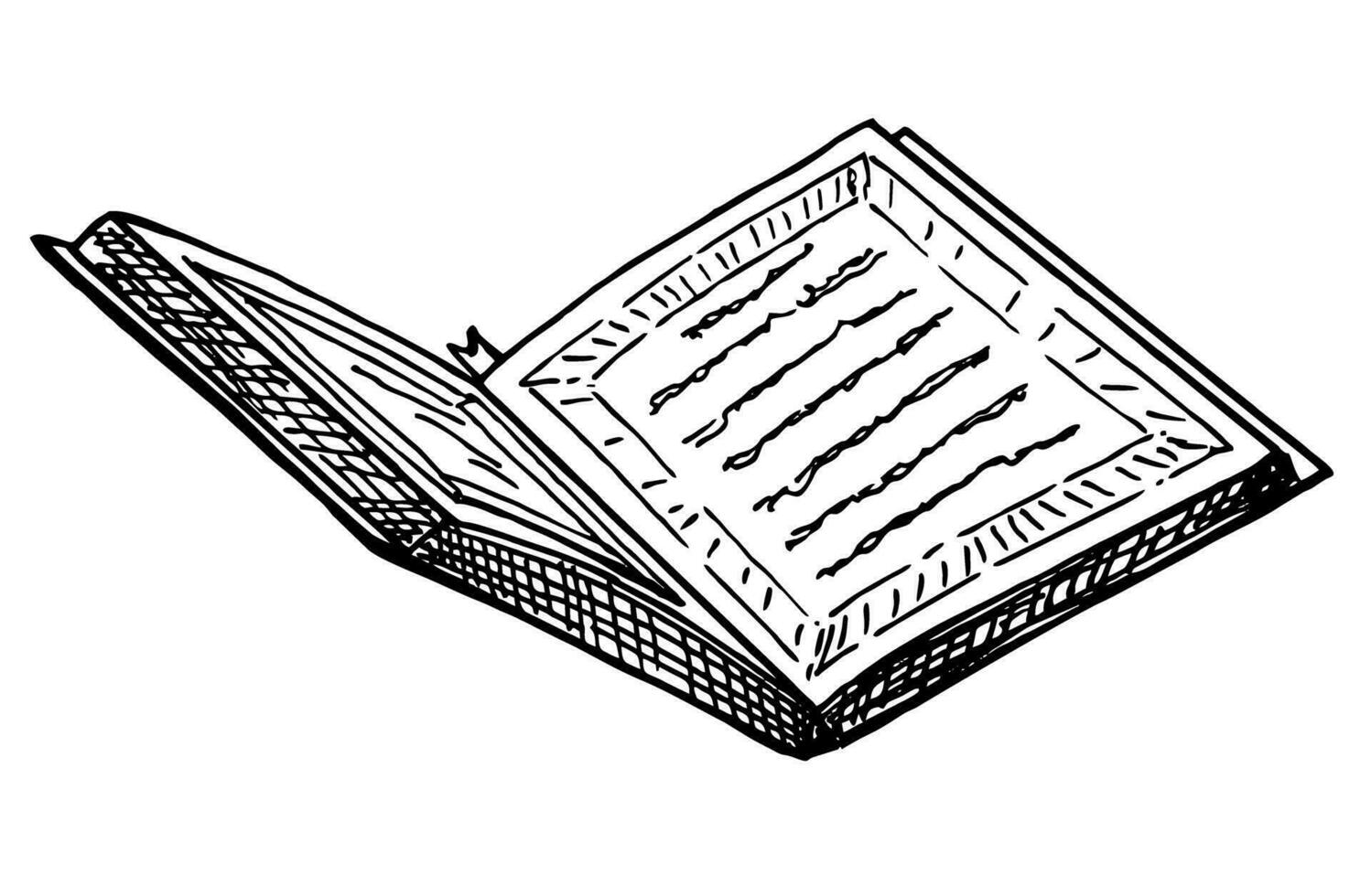Aperto libro isolato su bianca sfondo. santo libro Bibbia, corano, talmud. mano disegnare vettore Vintage ▾ incisione illustrazione