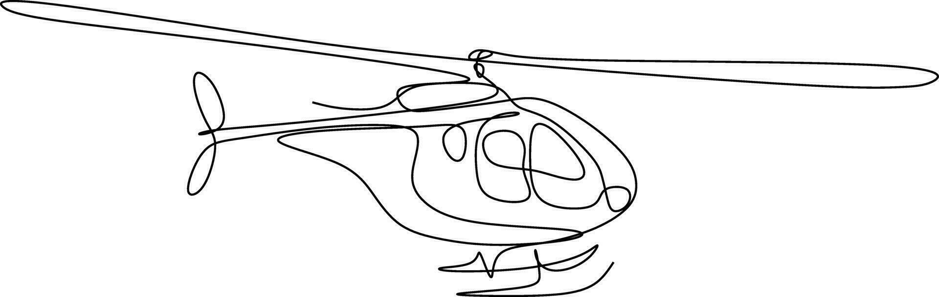 uno linea arte. continua linea arte. mano disegnato schizzo di un' elicottero vettore