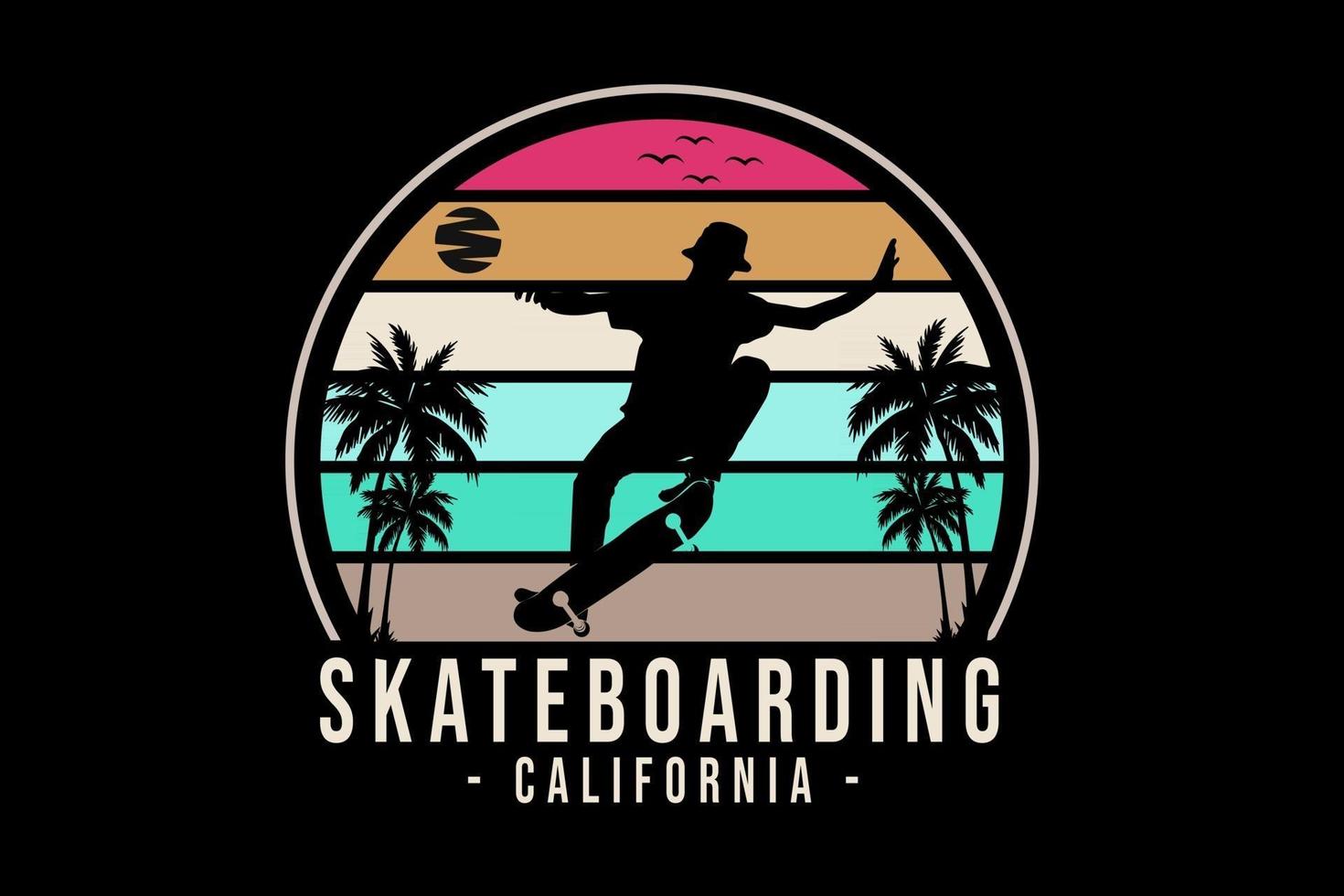 skateboarding california silhouette design vettore