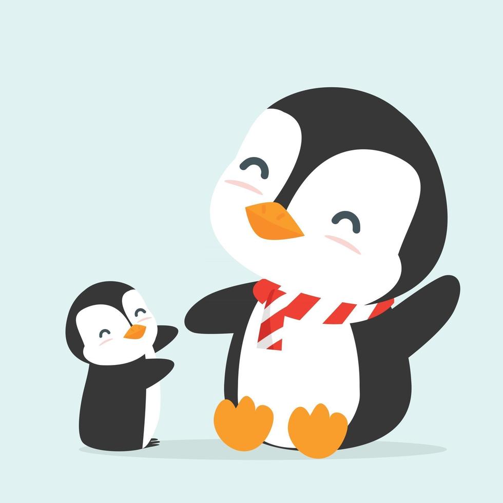 simpatico pinguino seduto con vettore di pinguino bambino