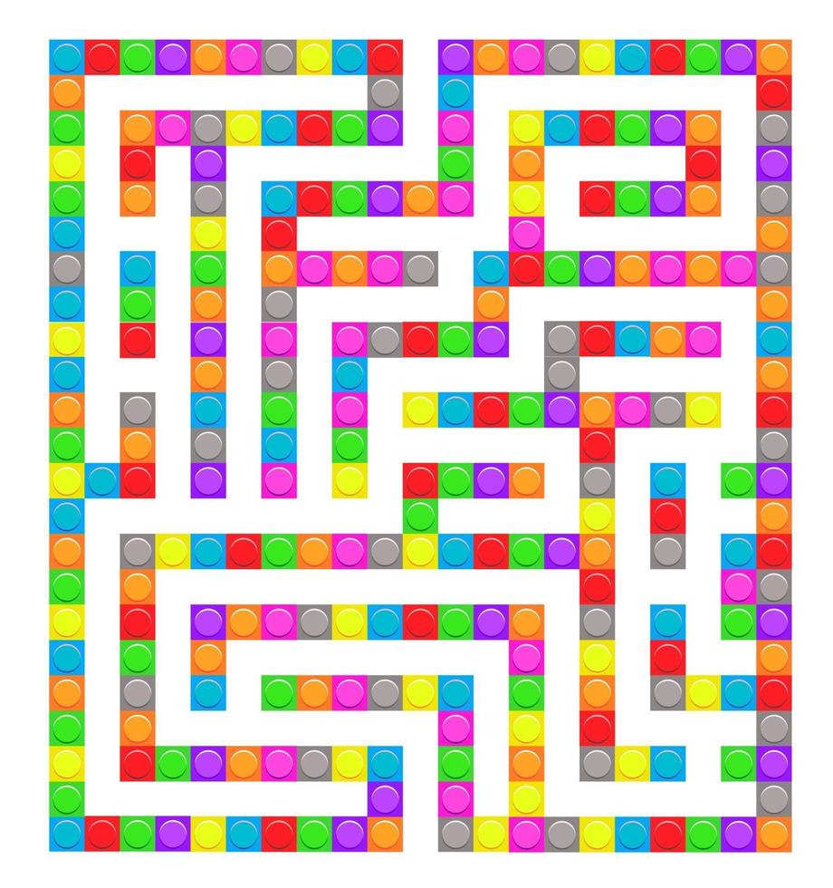 labirinto quadrato mattoni gioco labirinto giocattolo per i bambini. labirinto vettore
