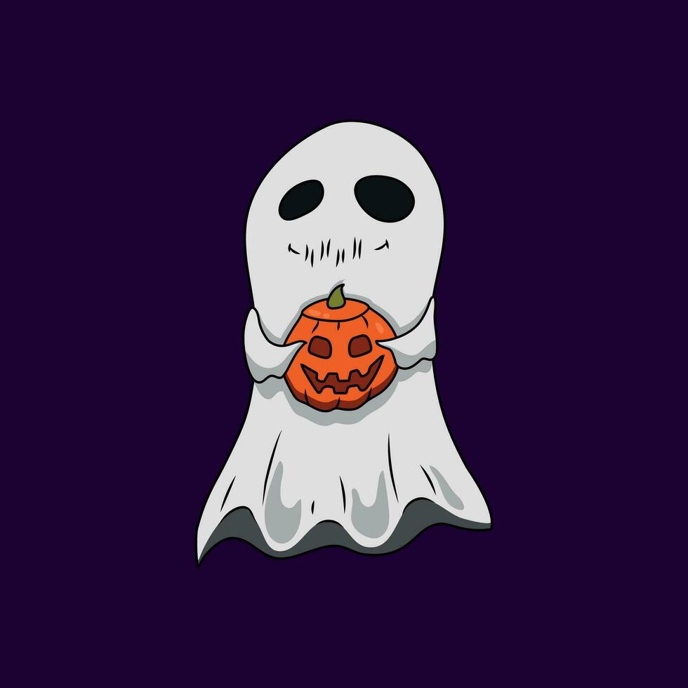 carino Halloween illustrazione con un' divertente fantasma vettore