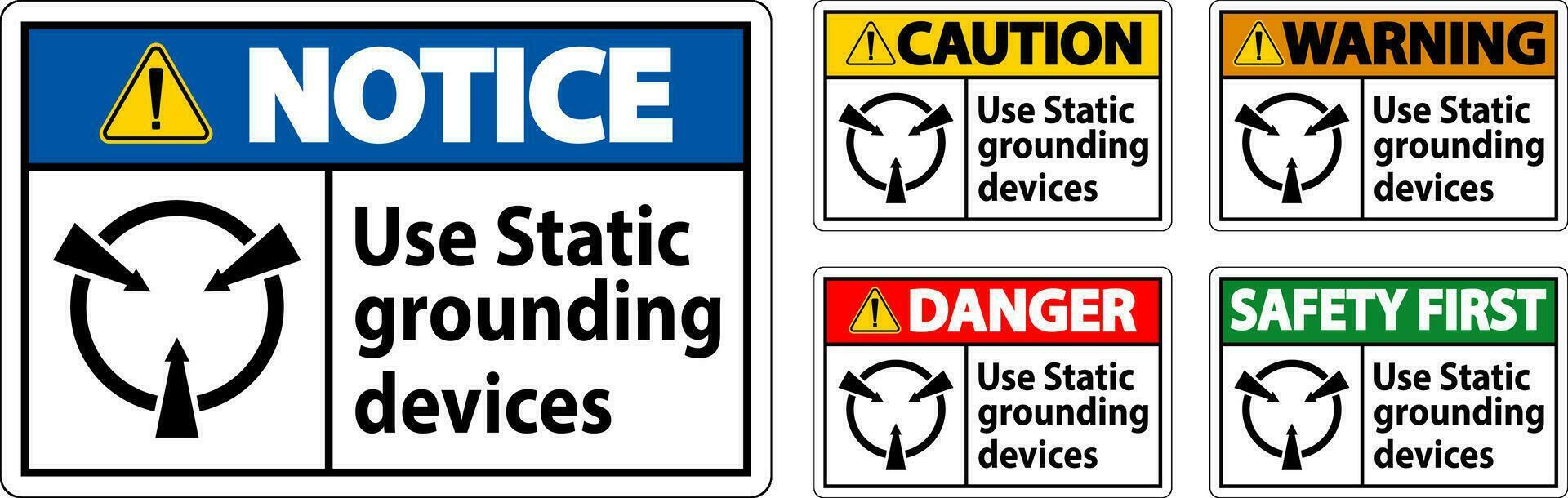 avvertimento cartello uso statico messa a terra dispositivi vettore