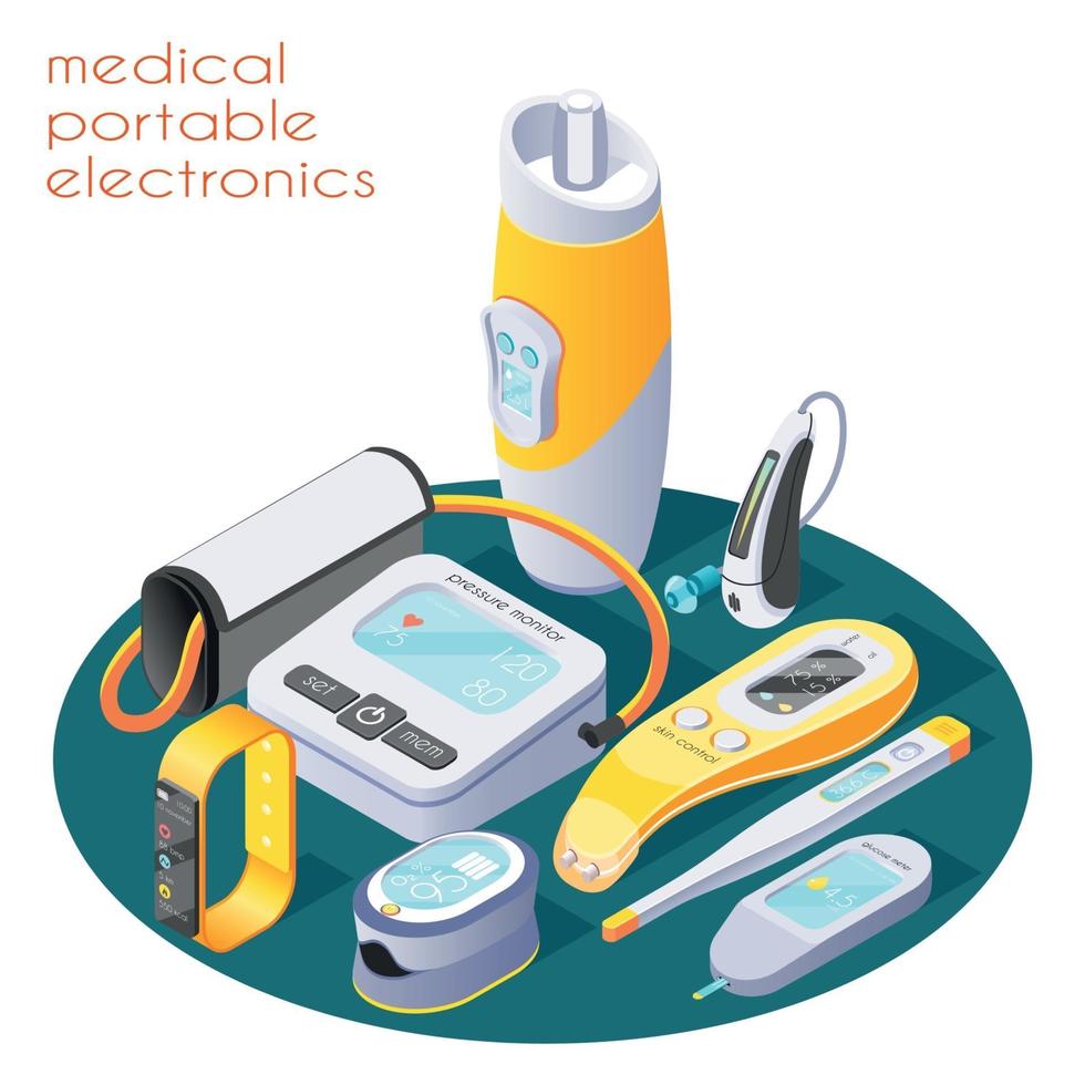 illustrazione vettoriale di composizione elettronica portatile medica