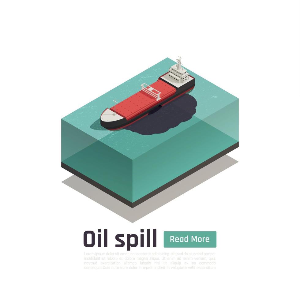 illustrazione vettoriale della composizione dell'inquinamento della nave petrolifera