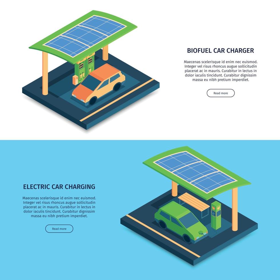 illustrazione vettoriale di banner di ricarica per auto elettriche