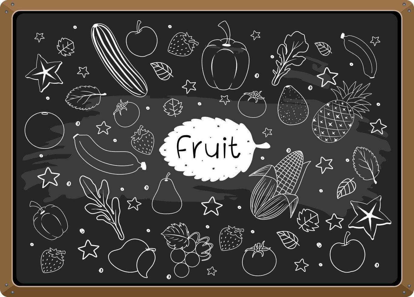 elemento di frutta disegnato a mano sulla lavagna vettore