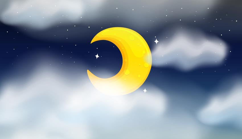 Scena notturna della luna cresente vettore