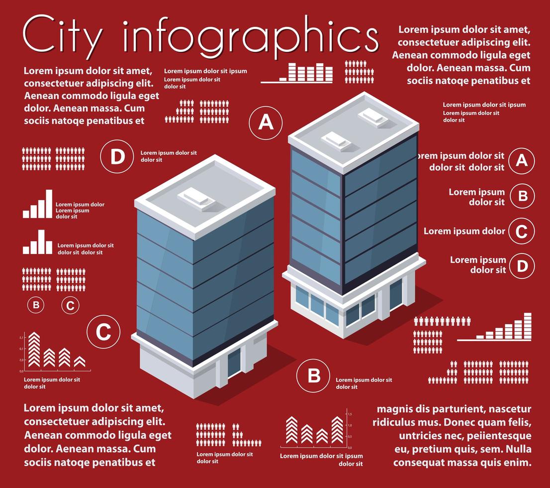 set di infografica industria mappa isometrica della città architettura vettore