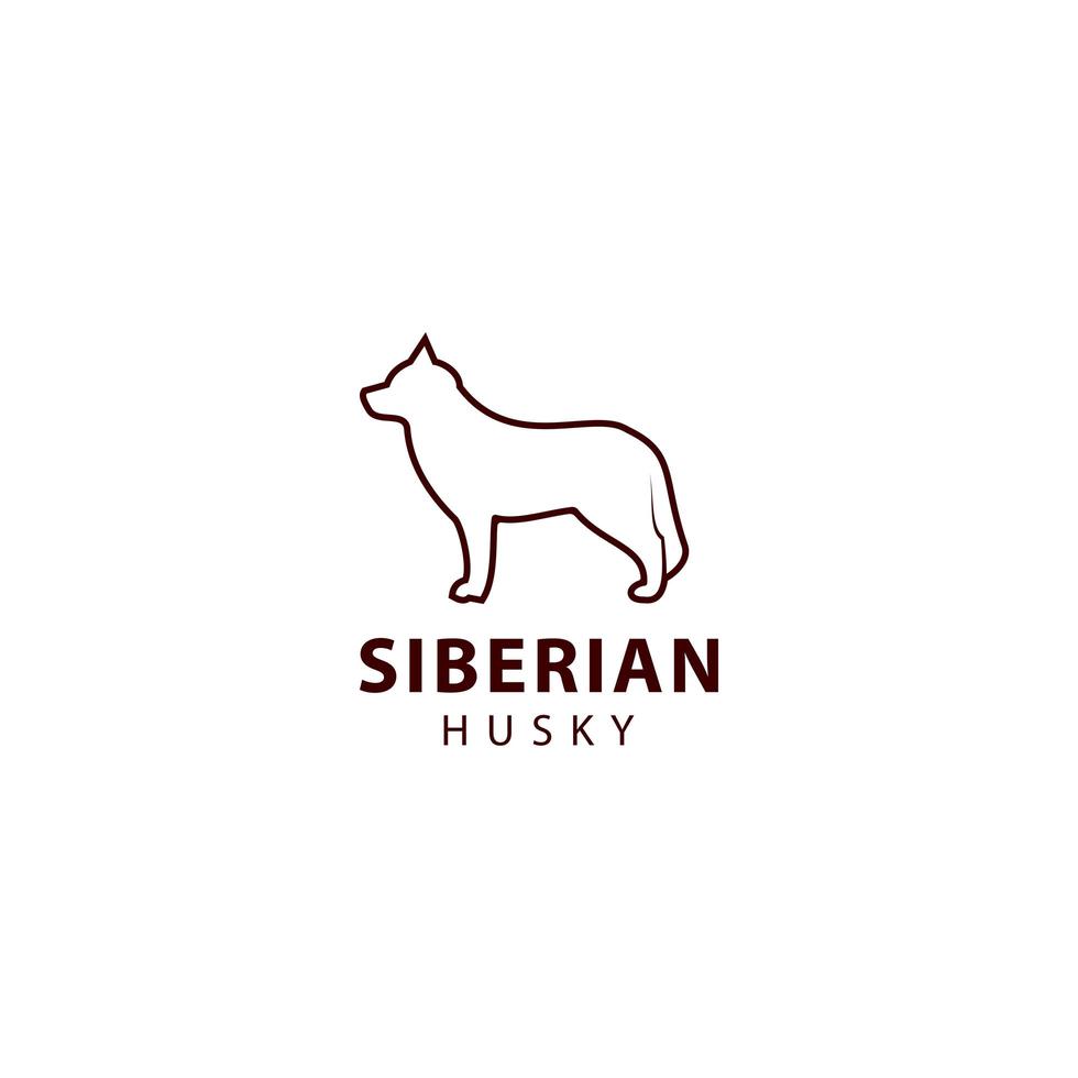 contorno del husky siberiano, illustrazione dell'icona del vettore di design animale