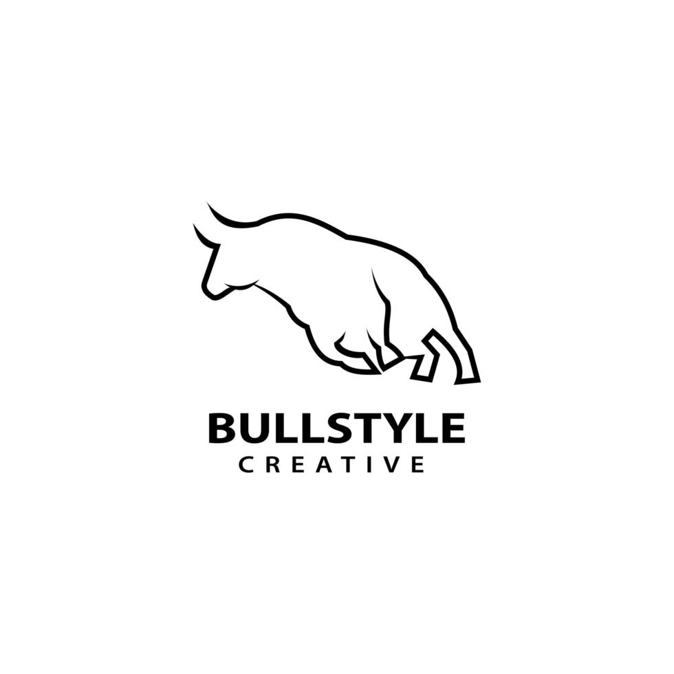 modello di logo della linea di bufalo, illustrazione dell'icona di vettore di design della mucca.
