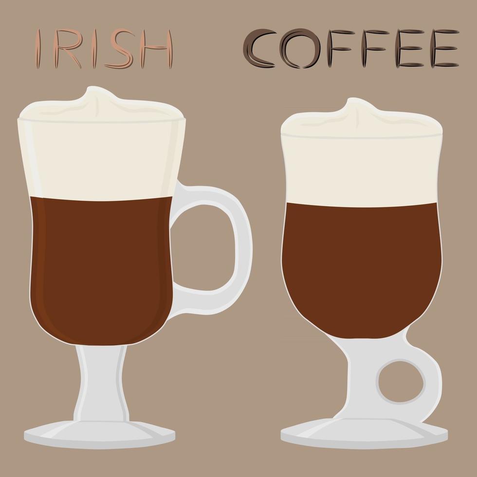 illustrazione sul tema per caffè irlandese cocktail crema in tazza di vetro con schiuma vettore