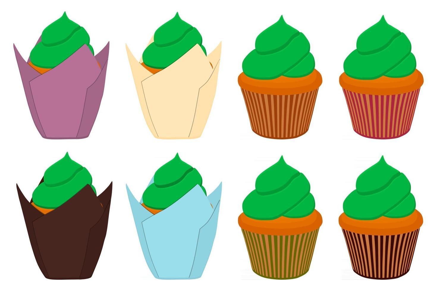 illustrazione sul tema festa irlandese giorno di san patrizio, big set cupcakes vettore