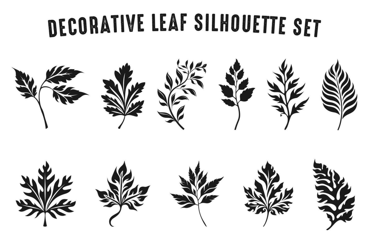 decorativo foglia sagome vettore fascio, impostato di decorativo le foglie silhouette clipart, vario le foglie silhouette su un isolato bianca sfondo