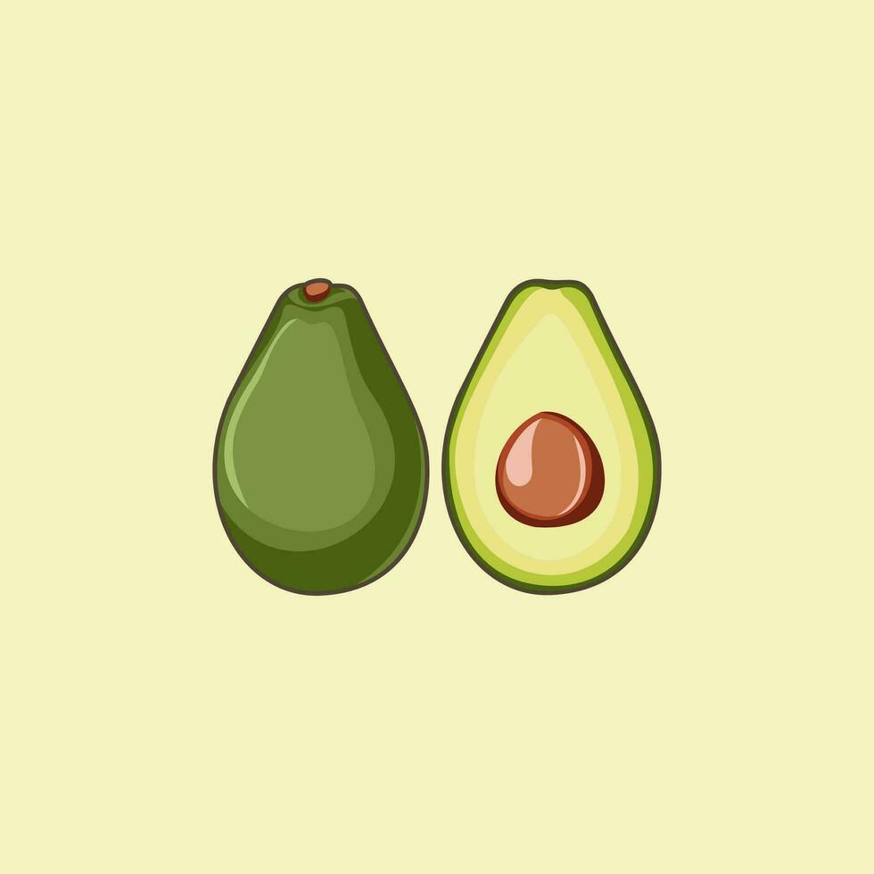 affettato avocado frutta illustrazione vettore