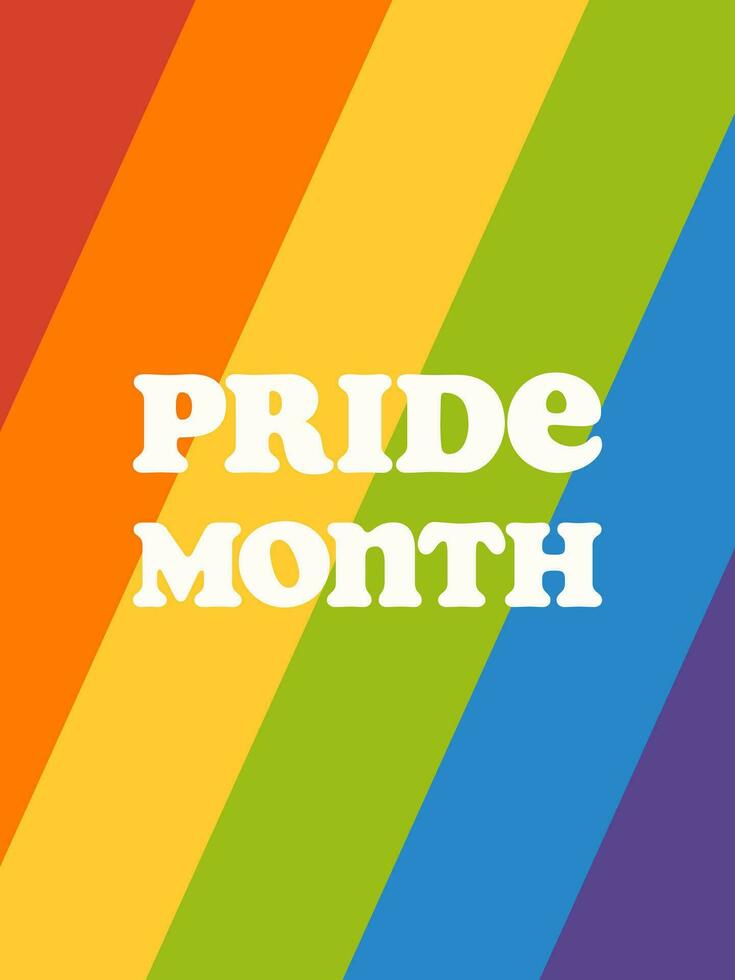 contento orgoglio mese manifesto, carta, bandiera modello con arcobaleno colorato sfondo. vettore