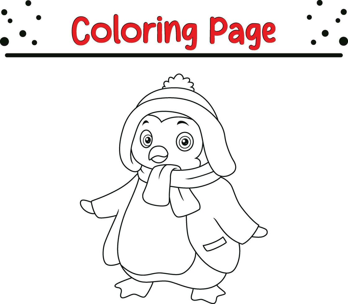 carino pinguino colorazione pagina. contento Natale animale colorazione libro. vettore