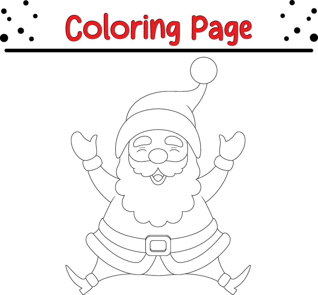 contento Santa Claus Natale colorazione pagina per bambini vettore