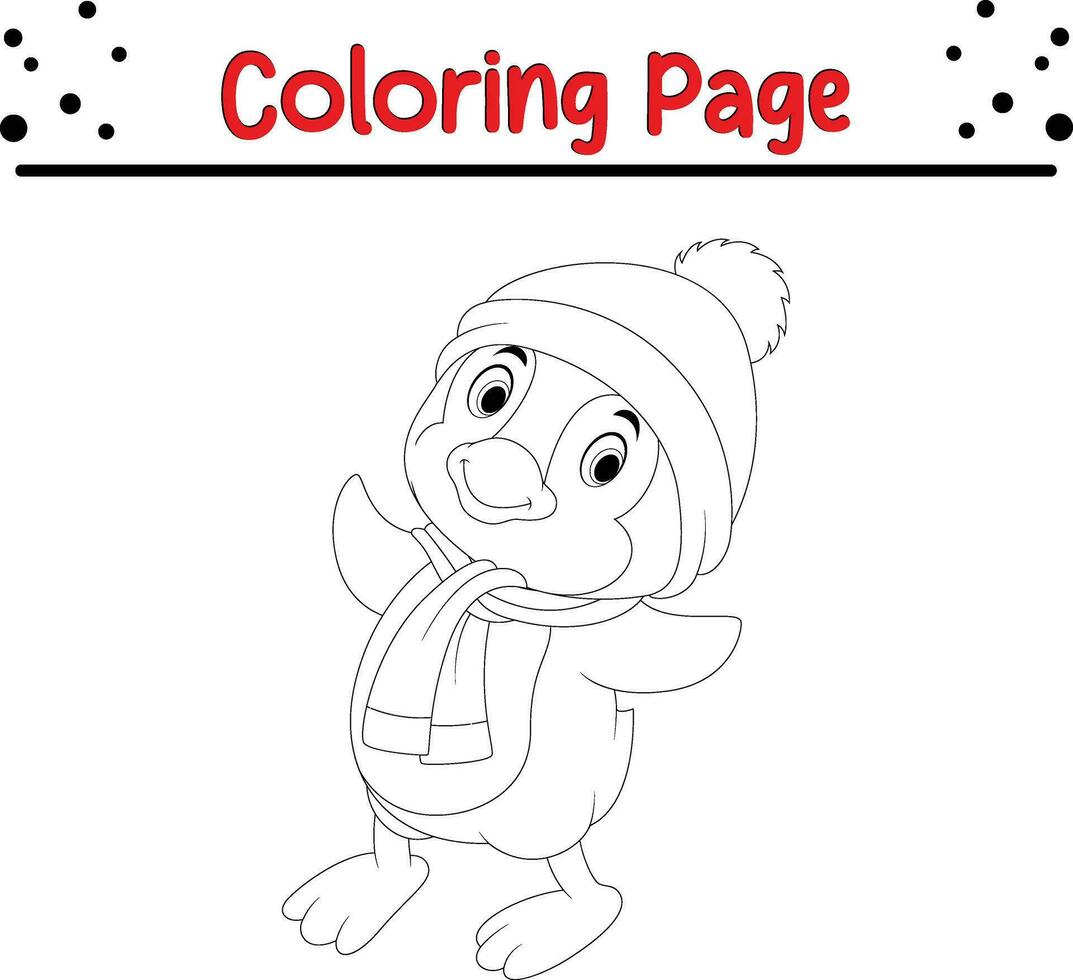 carino pinguino colorazione pagina. contento Natale animale colorazione libro. vettore