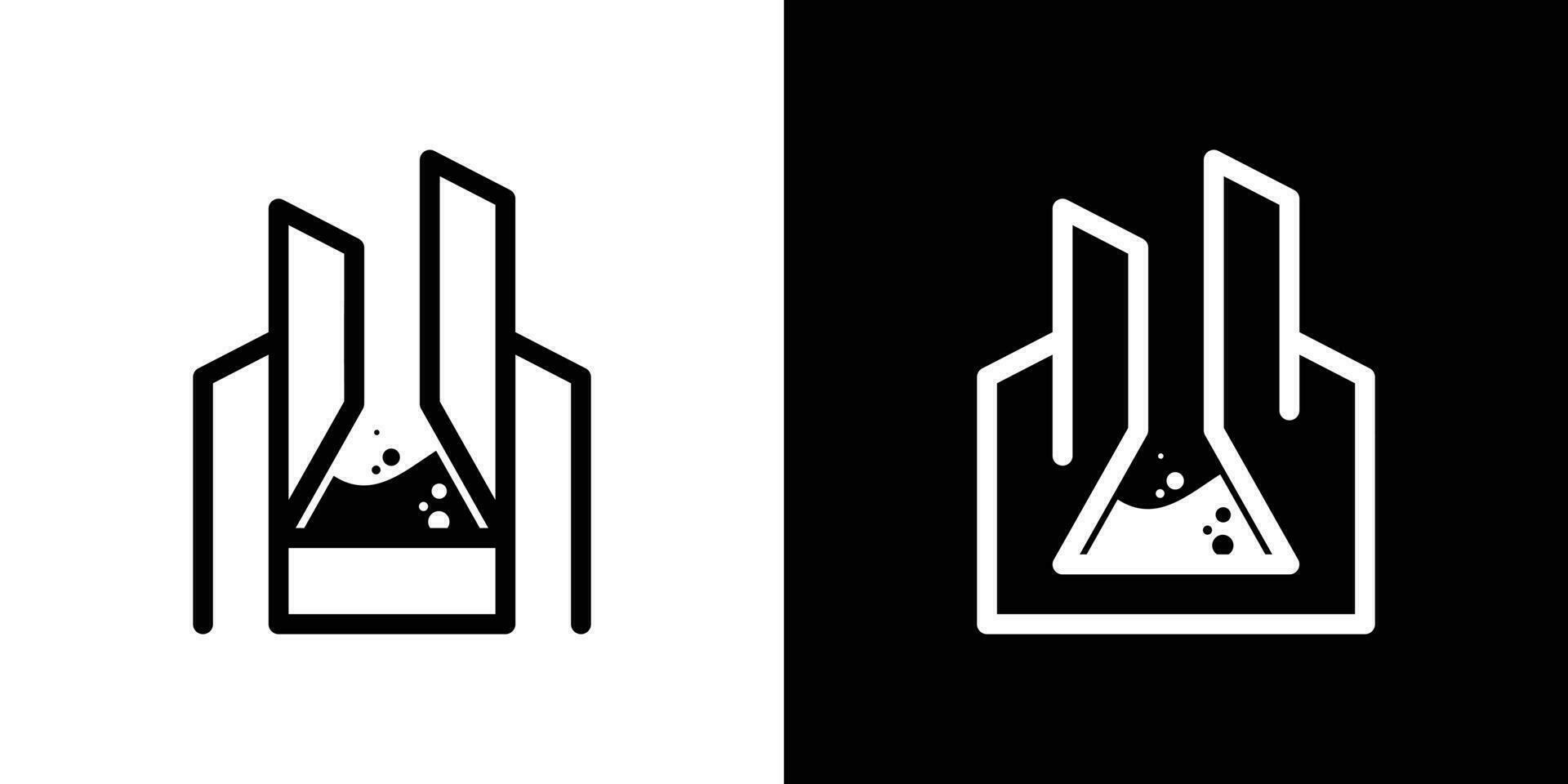 edificio e laboratorio logo design icona vettore illustrazione
