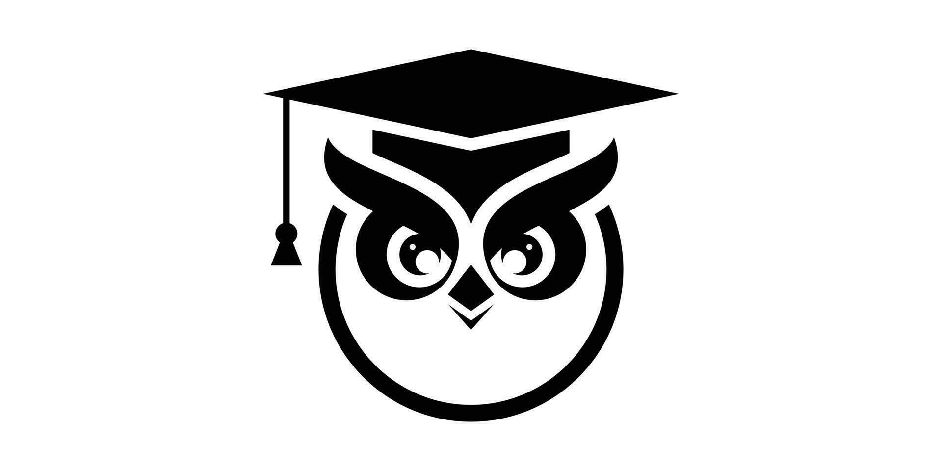 logo uccello gufo e cappello la laurea icona vettore formazione scolastica illustrazione