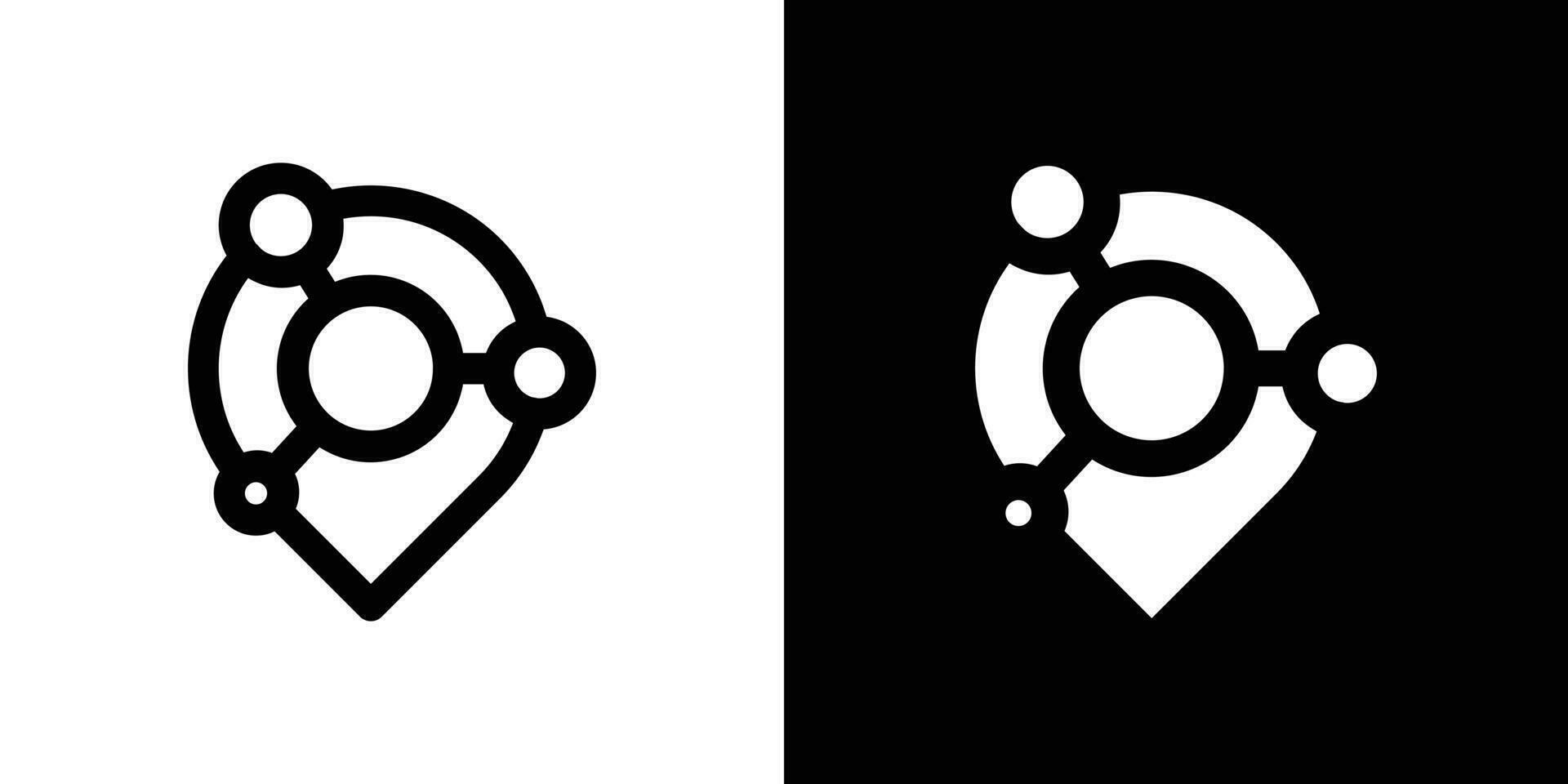 Posizione e connessione carta geografica perno logo design icona vettore illustrazione