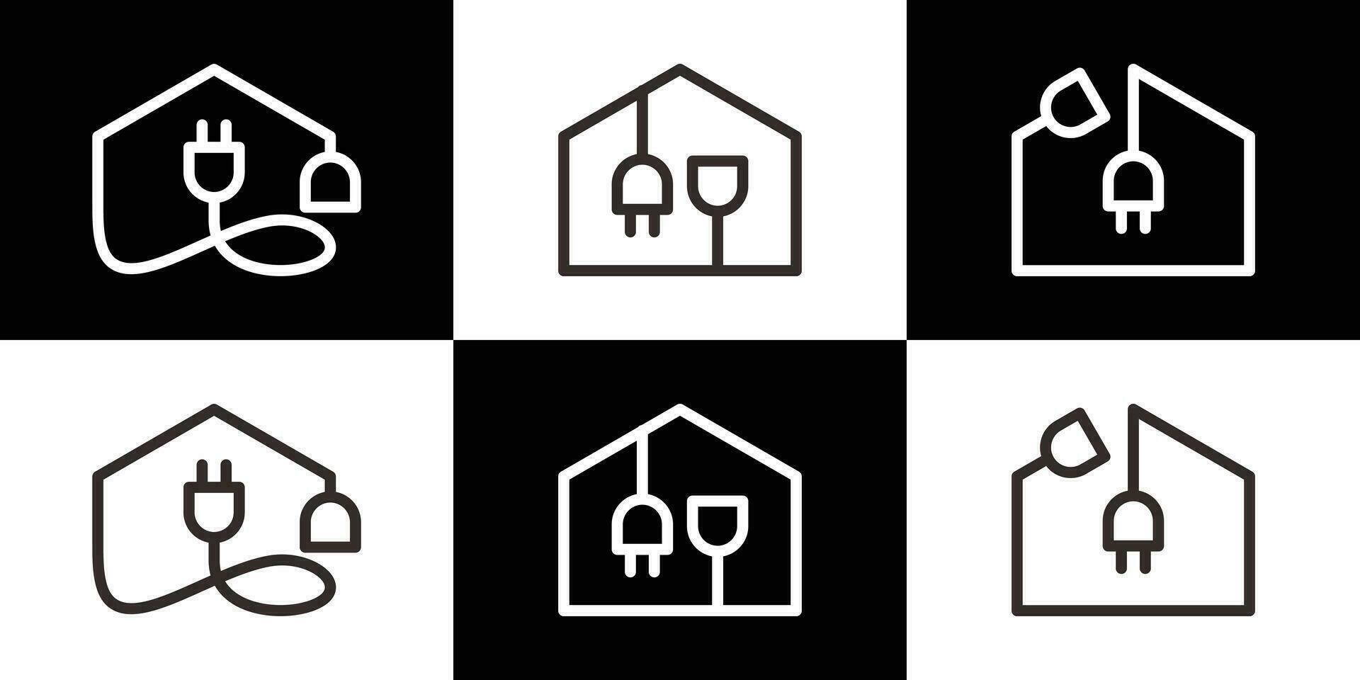 logo design elettrico presa e casa design linea icona vettore illustrazione