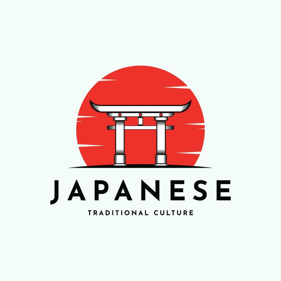giapponese tradizionale cultura torii logo design creativo idea vettore