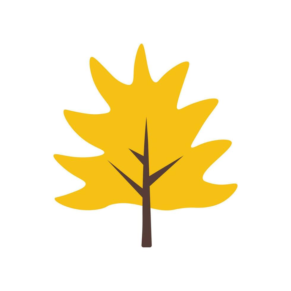 giallo autunno albero vivace semplice Immagine nel piatto stile. adatto per design di siti web, cartoline, libri, modelli e altro scopi vettore